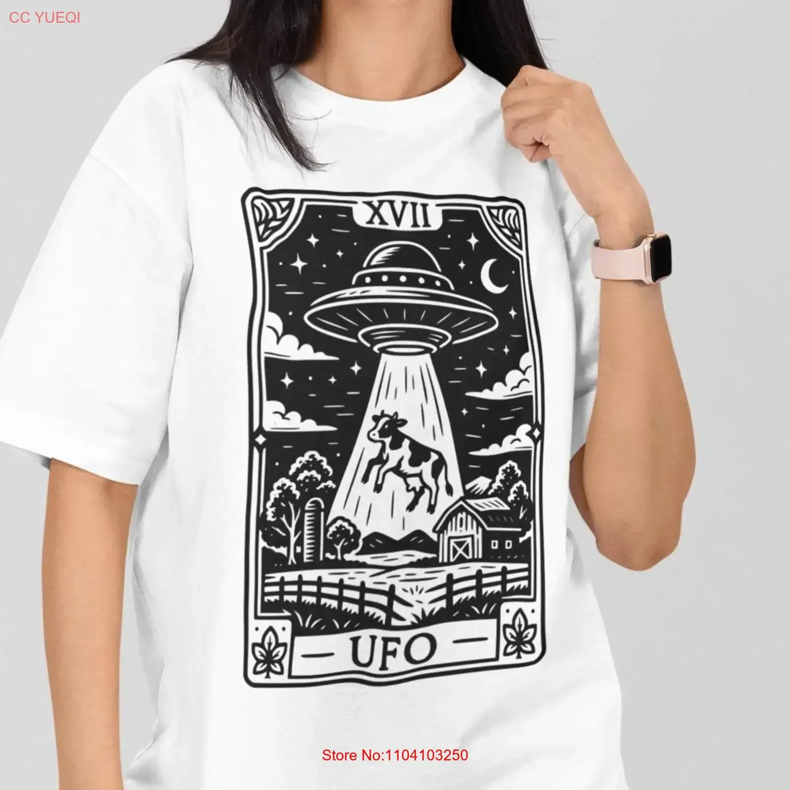 Alien T Shirt UFO Secular TaroT Cryptidcore Cryptid Core s Card Trending Now Folk Horror vintage Washed Breathable