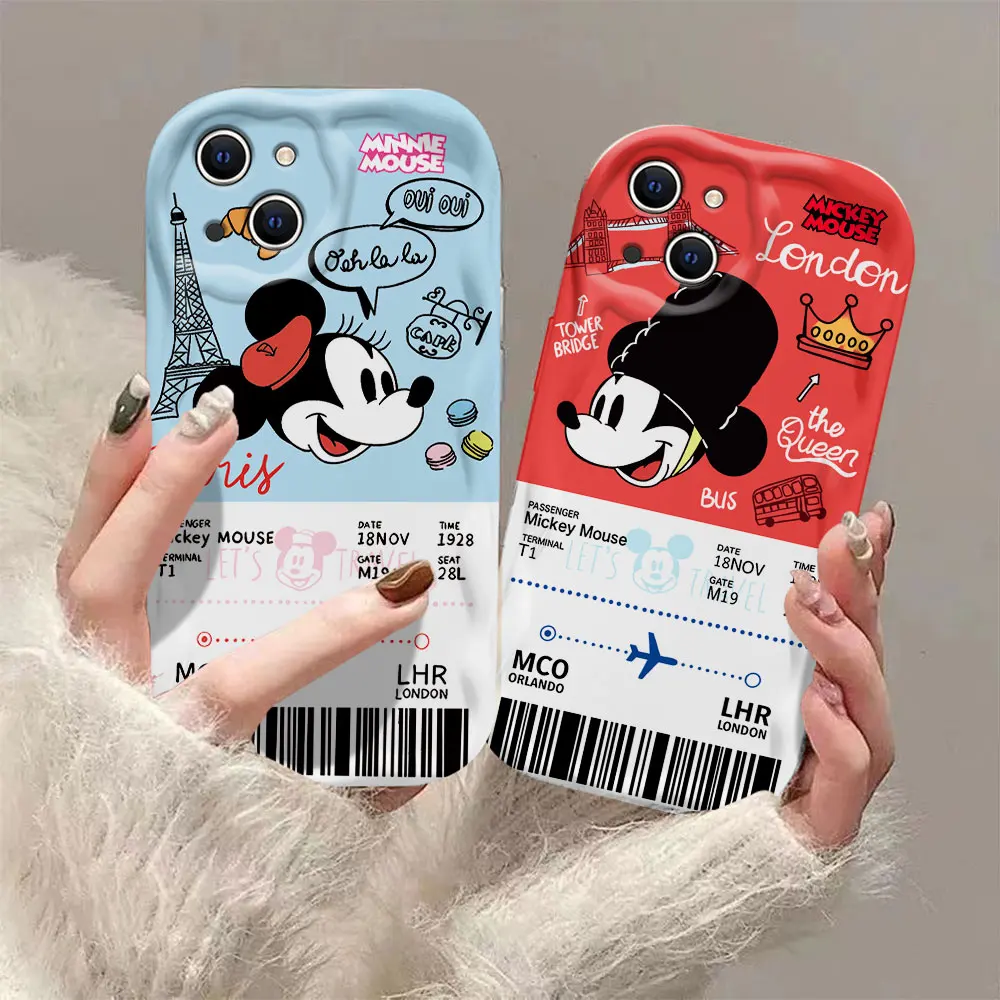 Disney Mickey Minnie tickets 3D Wave Phone Case For OPPO Reno 11 F 8 T 7 Z 6 5 4 Pro F23 F11 F9 4G 5G Soft Silicone Back Cover