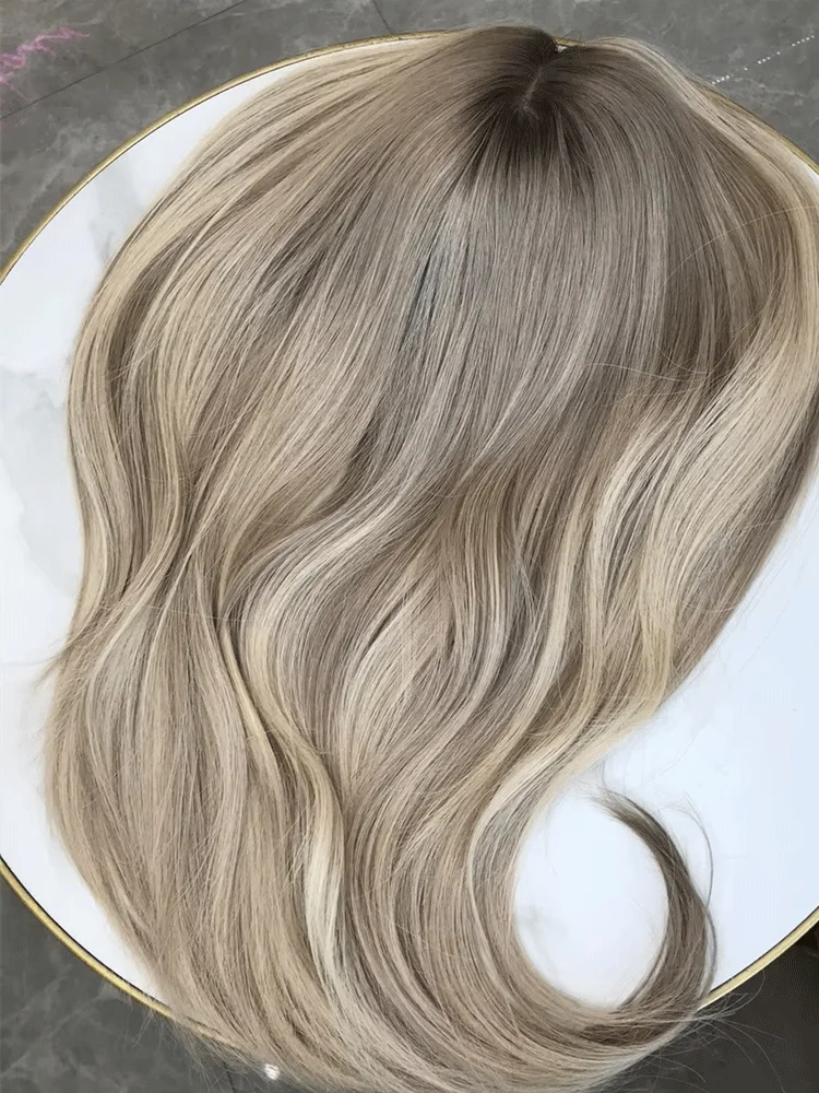 Natural Wig Synthetic Wig Dark Root HairLine Highlights Straight Hight Density Pre plucked Cosplay For Women Daily Party Use