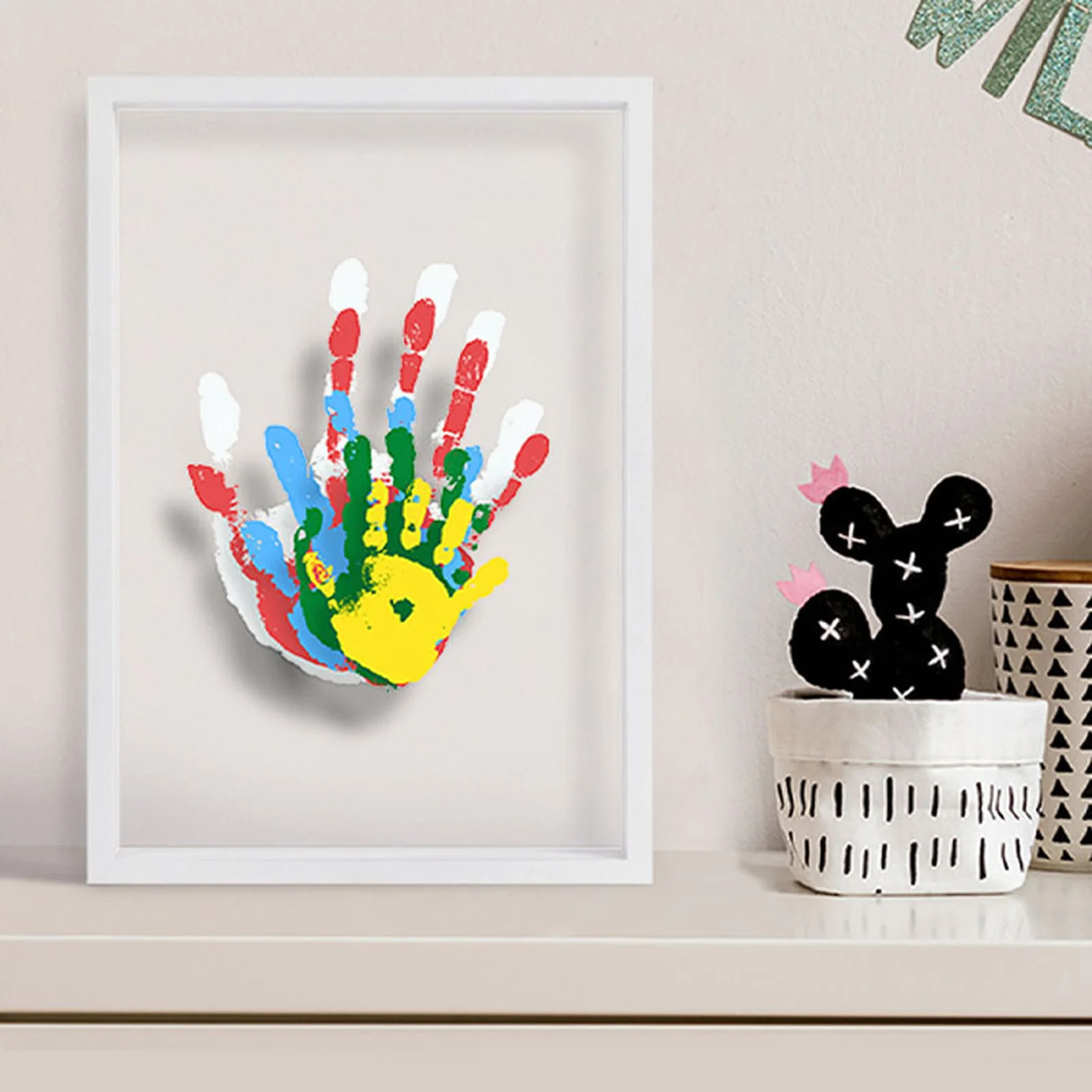 Family Handprint Photo Frame Kit DIY Handmade Keepsake Ink Pads Photo Frame Handprint Growth Record Photo Props ﻿