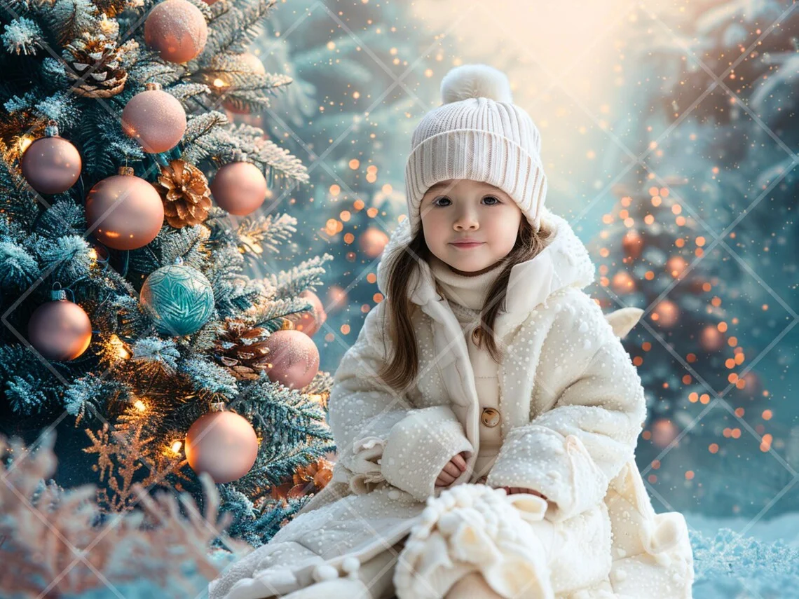 Mehofond Photography Background Christmas Forest Winter Wonderland Xmas Tree Kids Family Portrait Decor Backdrop Photo Studio