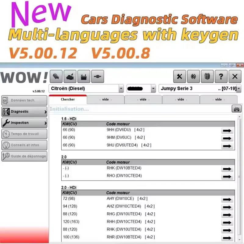

Горячая распродажа 2025 года для V5.00.12 WOW 5.00.8 R2 диагностическое программное обеспечение с Kengen для Tcs многодиагностическое программное обеспечение для ремонта автомобилей