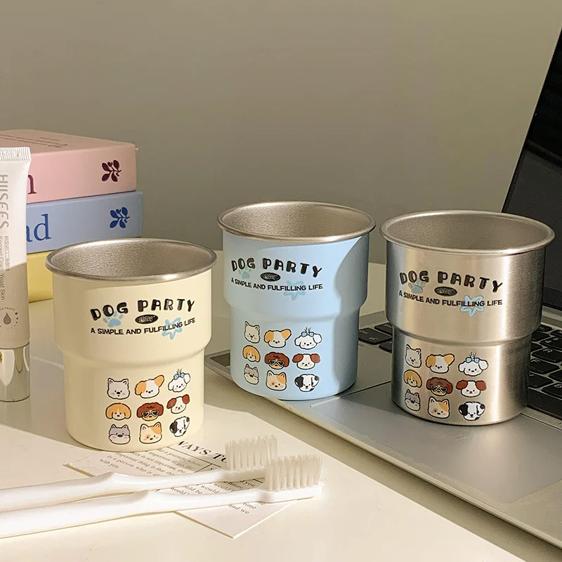 

Мультяшная кружка из нержавеющей стали для пары, стакан для полоскания рта, высокая эстетическая ценность, для домашнего использования, стакан для воды