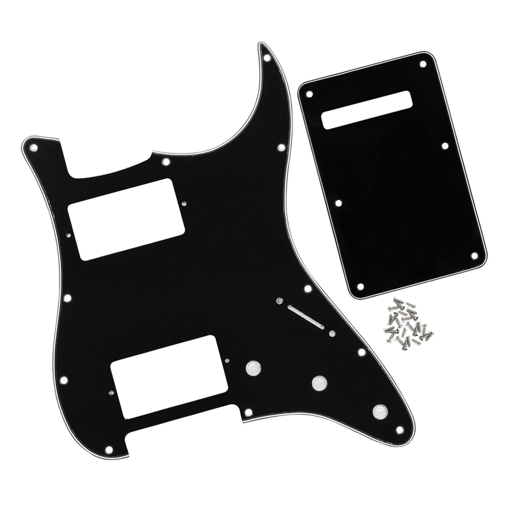 FLEOR Electric Guitar HH Pickguard Scratch Plate & Back Plate & Screws for 11 Holes American Standard FD ST Style Guitar