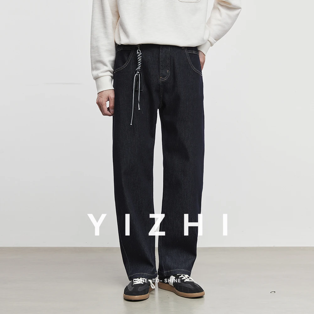 

Модные мужские слегка широкие повседневные джинсы в американском стиле ретро, осень 2023, новые модные простые мужские прямые брюки