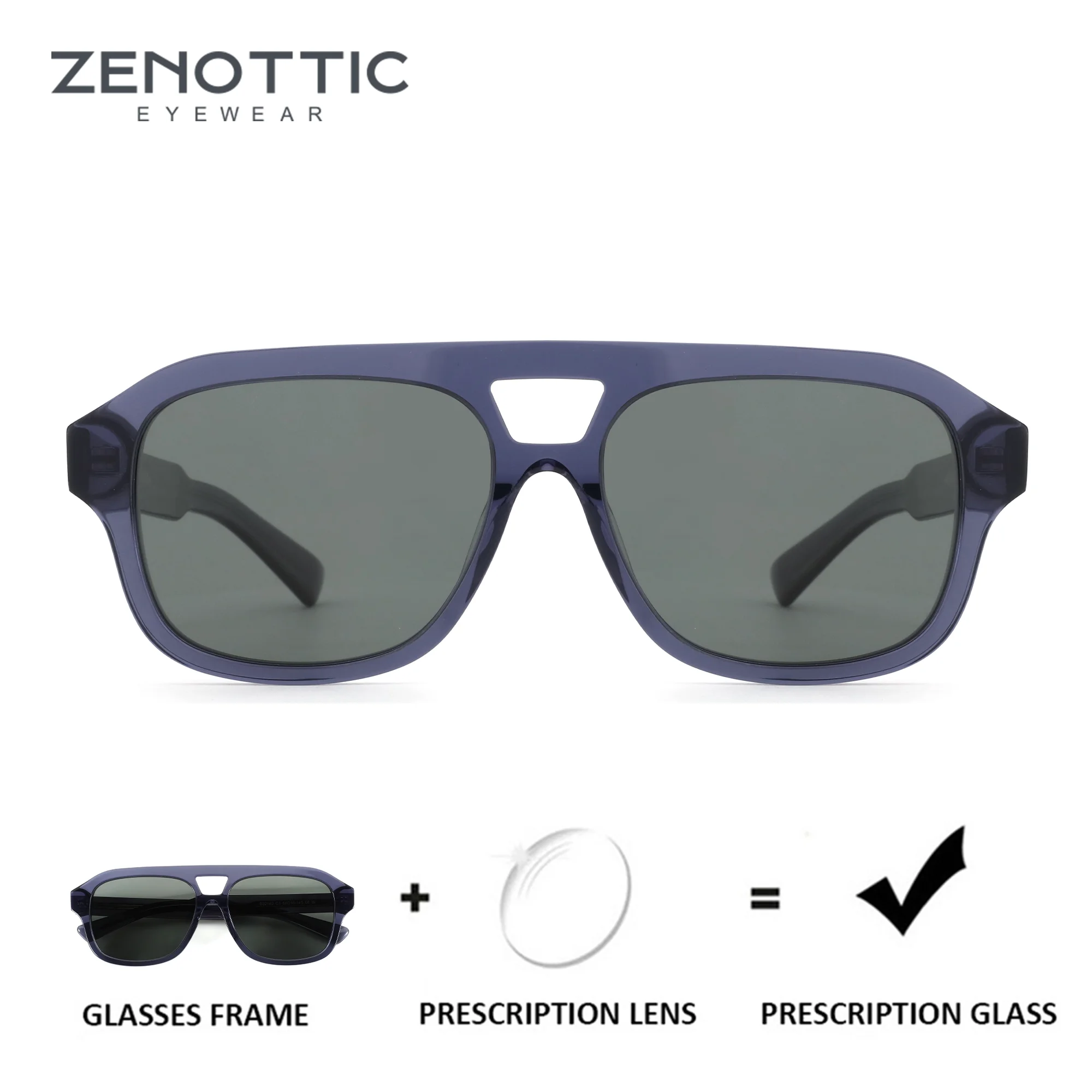 

ZENOTTIC (L Size）Pilot Prescription Sunglasses for Men Progressive Lenses UV400 Myopia Polarized Sun Glasses