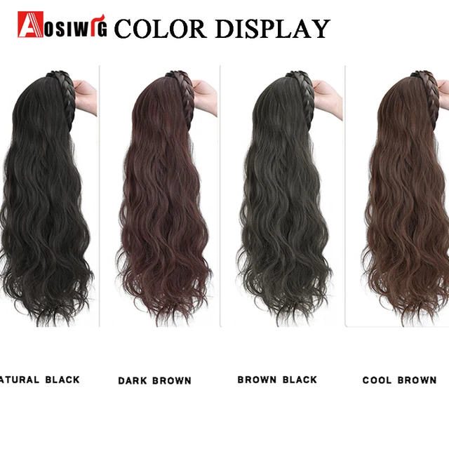AOSIWIG Synthetic Long Curly Half Head Style Wig Heat Resistant Hair Costume Christmas Party Cosplay Natural False Hairpieces 5