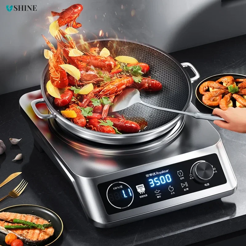 Induction concave. 3500W high power commercial flat electric frying pan. New induction cooktop