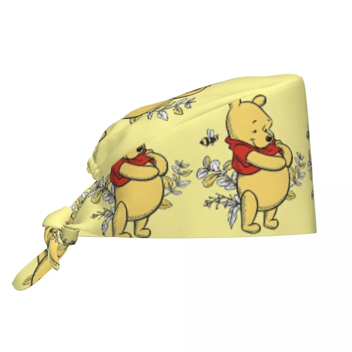 Custom Cartoon W-Winnie P-Pooh Breathable Scrub Hat Surgical Scrub Caps Nurse Medical Cap Work Scrubs Hat for Hospital Pharmacy