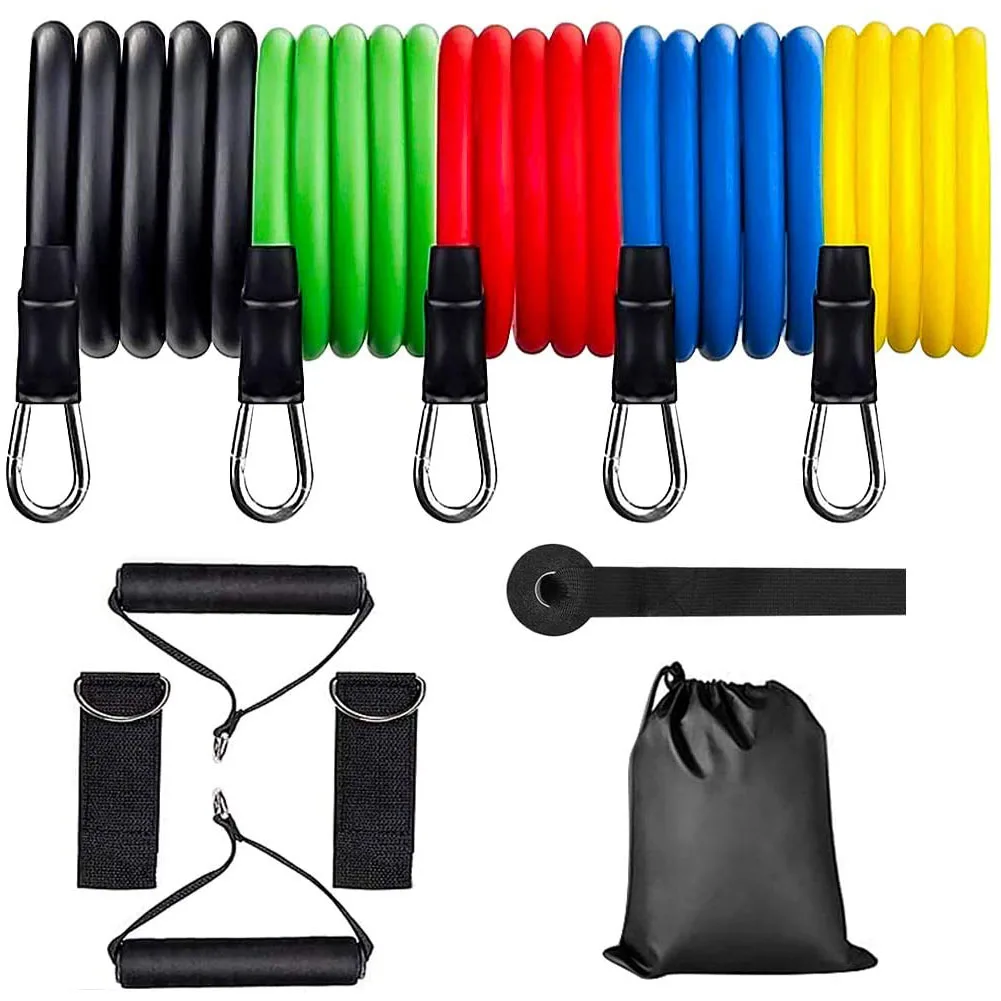 11Pcs Resistance Bands Set Exercise Elastic Bands Portable Home Workouts Equipment Exercise Pull Rope for Resistance Training