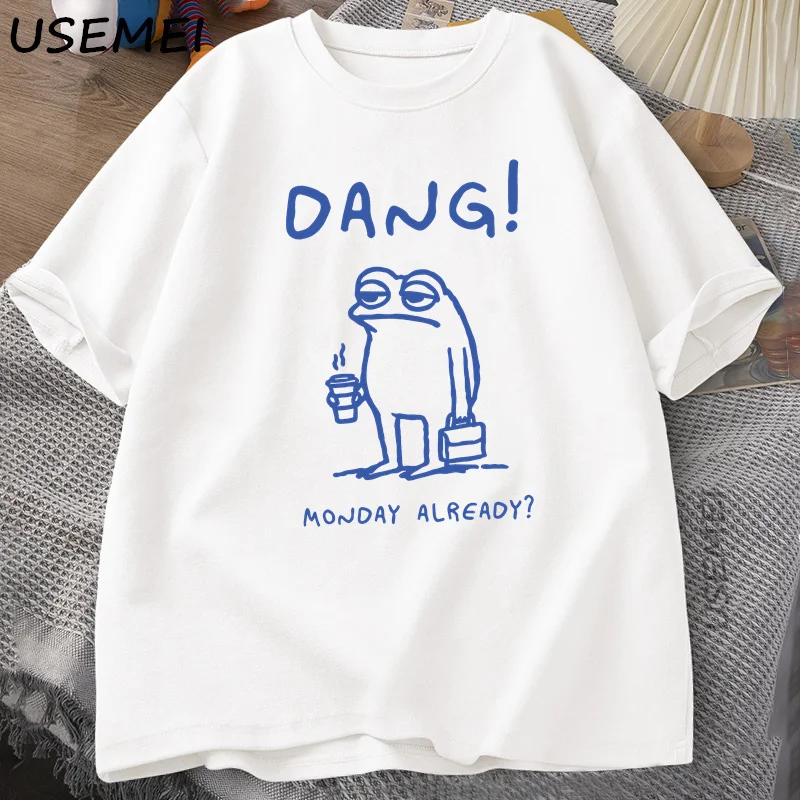 Dang Monday بالفعل تي شيرت الرجال مضحك Cottagecore رجل أحب الضفدع تي شيرت مضحك الضفدع المطبوعة التي شيرت القطن قصير الأكمام تي شيرت الملابس #3