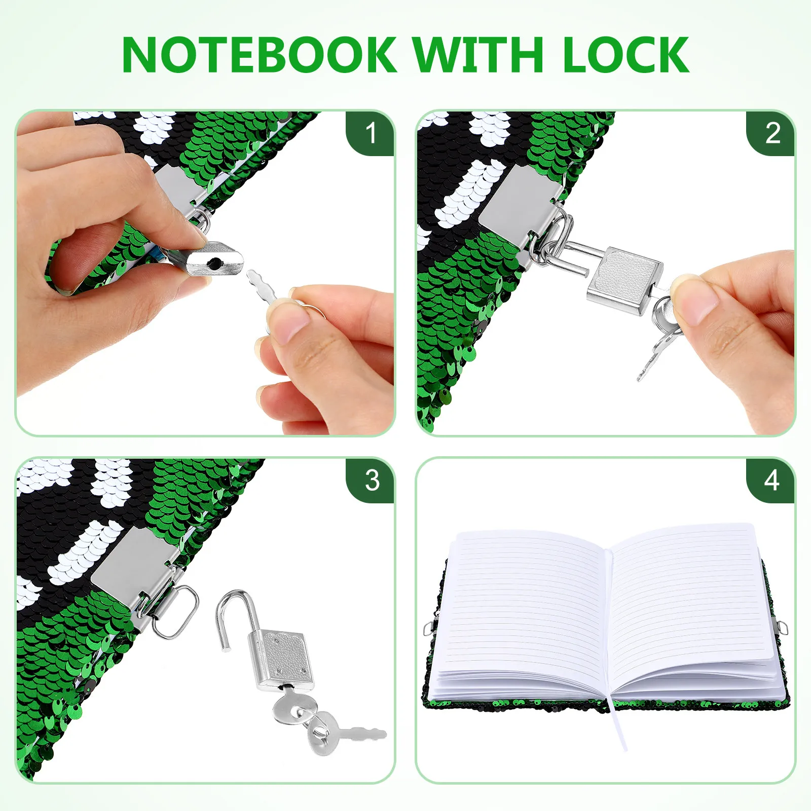 Lock Diary Notebook For School Notebook Football Sequin Reversible Cover Design Premium Ink-resistant Paper
