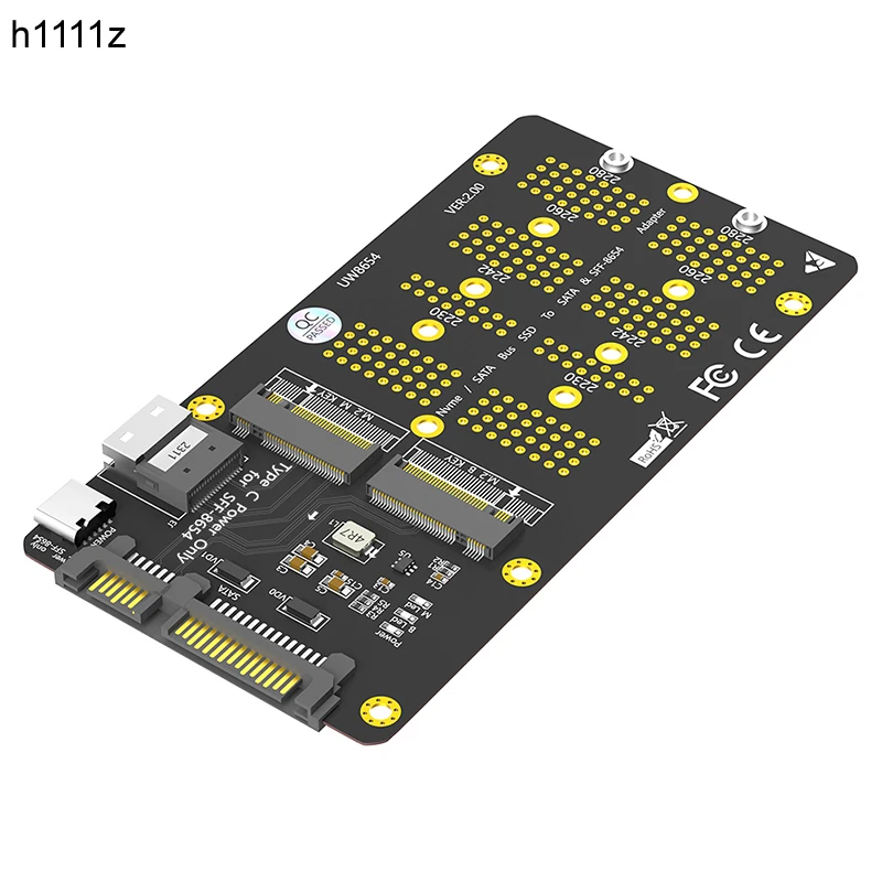 

M2 SSD Adapter M.2 NVME M Key to SFF-8654 with Type C Power M.2 SATA B Key to SATA 2.5" Board Support 2230 2242 2260 2280 M2 SSD