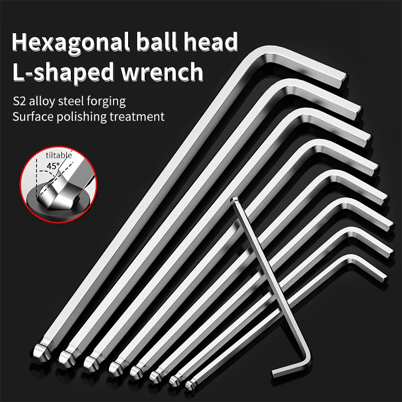 9-teiliges Set Inbusschlüssel Sechskantschlüssel Edelstahl Torx-Schlüssel Kugelkopfschlüssel Sechskant-Schraubendreher Reparatur-Handwerkzeuge – Detail 1
