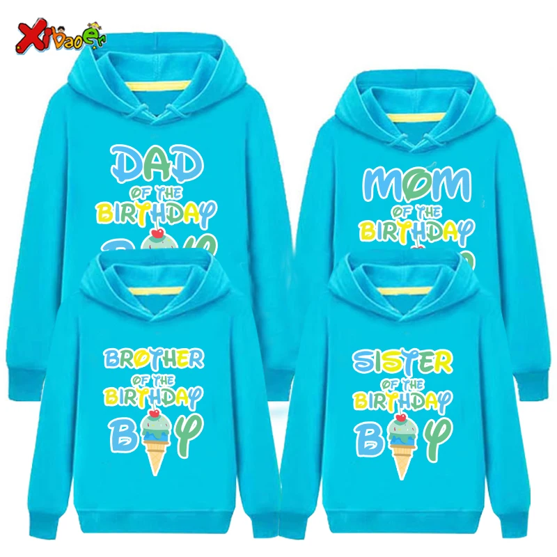 Ice Cream Birthday Boy Sweatshirt Matching Family Birthday Hoodies KIDS Family Custom Name Outfits Matching Sweatshirt Hoodie