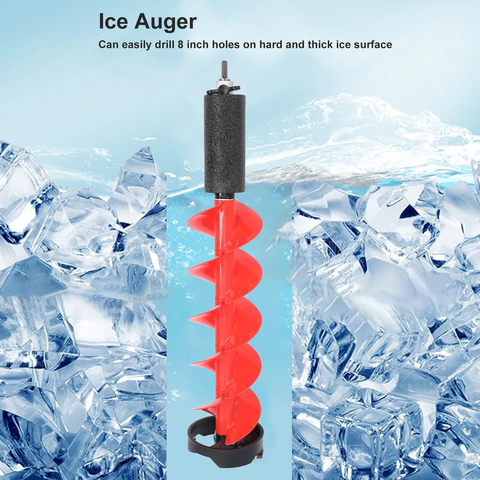 

Ice Auger 8in Diameter 28in Length Electric Ice Auger Drill Bit with Floating Device for Deep Waters Floatable Ice Auger