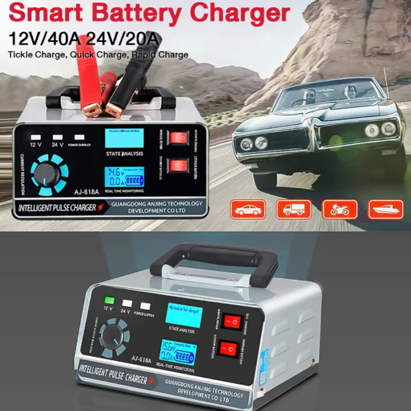 

Автомобильное зарядное устройство 12 В/24 В 400 Вт, большое мощное автомобильное зарядное устройство, умный импульсный ремонт для автомобиля, внедорожника, грузовика, лодки, мотоцикла