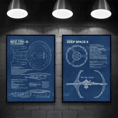 Rymdskeppsritning Star Trek-affisch Självhäftande konst Vattentät pappersklistermärke Kaffehus Barrum Väggdekor 11 best sales Star Trek: Ringarna - №10