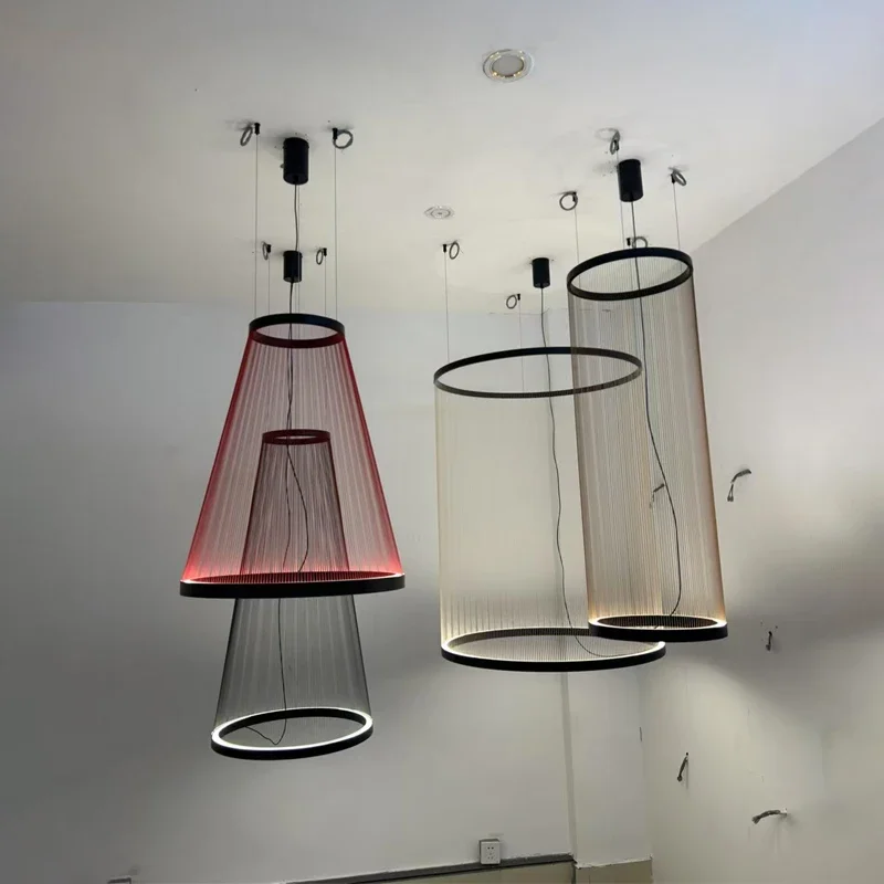 

Nordic Minimalist Wabi Sabi Line Art Chandelier Living Room Bedroom Study Hotel Villa Duplex Loft Home Decor Stair Pendant Light