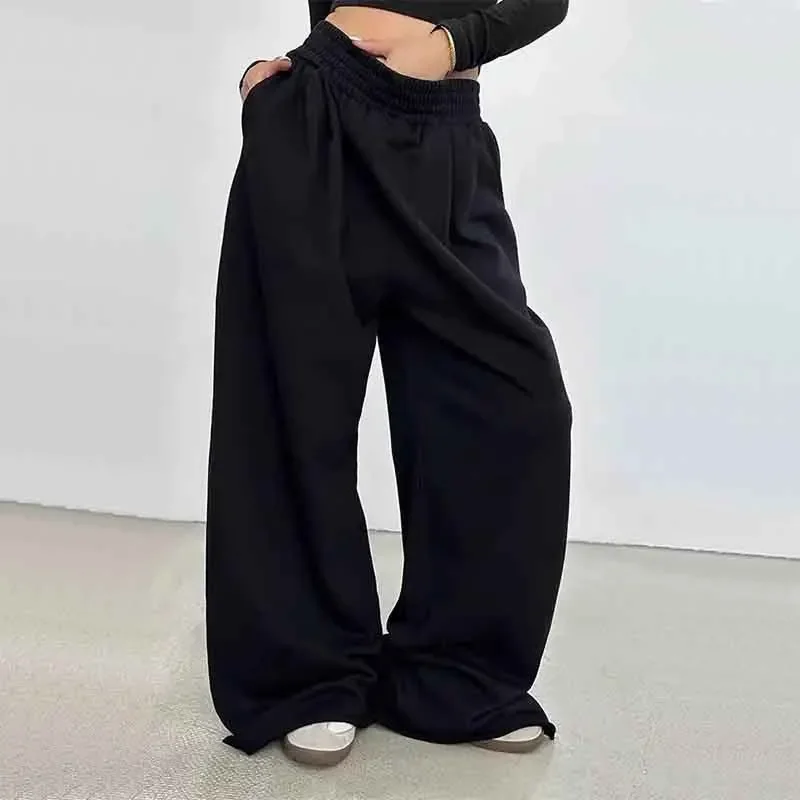 Pantalon ample à jambes larges pour femmes, 100% coton, mode d'automne, taille haute japonaise, cordon de serrage, pantalon de survêtement décontracté, Hip Hop Y2K, Streetwear, nouveau
