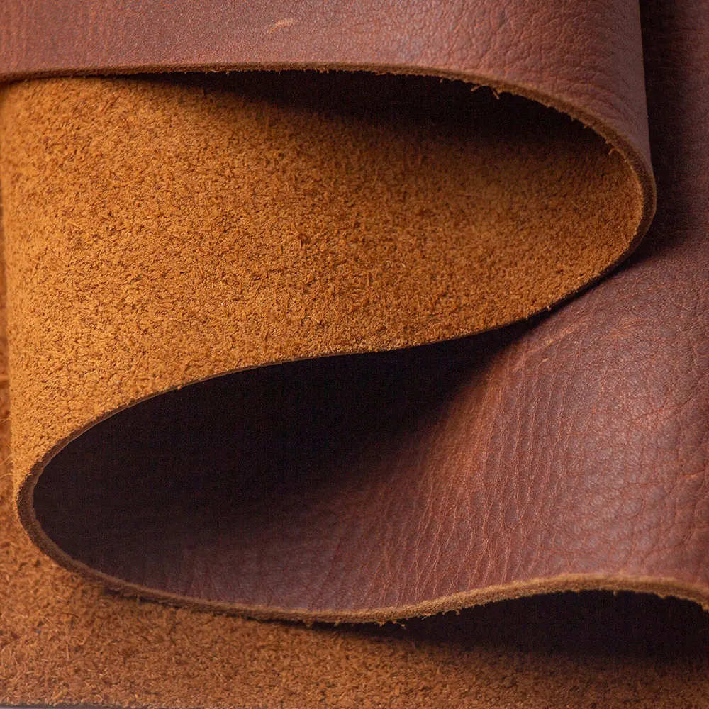 vintage brown buffalo leather Brown tanned cowhide yellow brown genuine leather piece thick cow hide  First Layer 1.8 to 2 mm