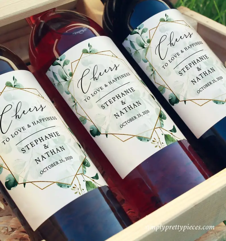 20 Pieces, Customized Personalized, Birthday, Anniversary, Wedding Wine Bottle Labels, Waterproof, In Loving Memory