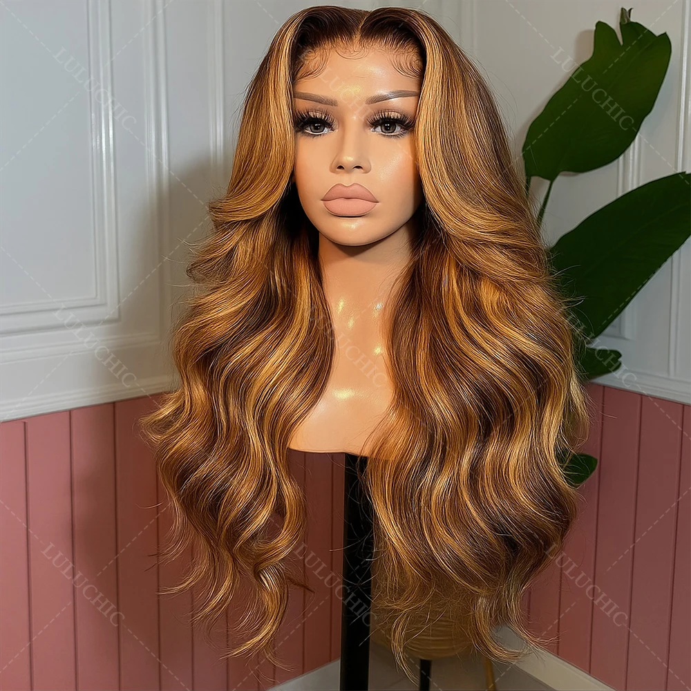

Upgrade Honey Blonde Ombre Body Wave Lace Front Wig Human Hair 200% Density 4/27 Highlight 13X4 HD Lace Front Wigs Pre Plucked
