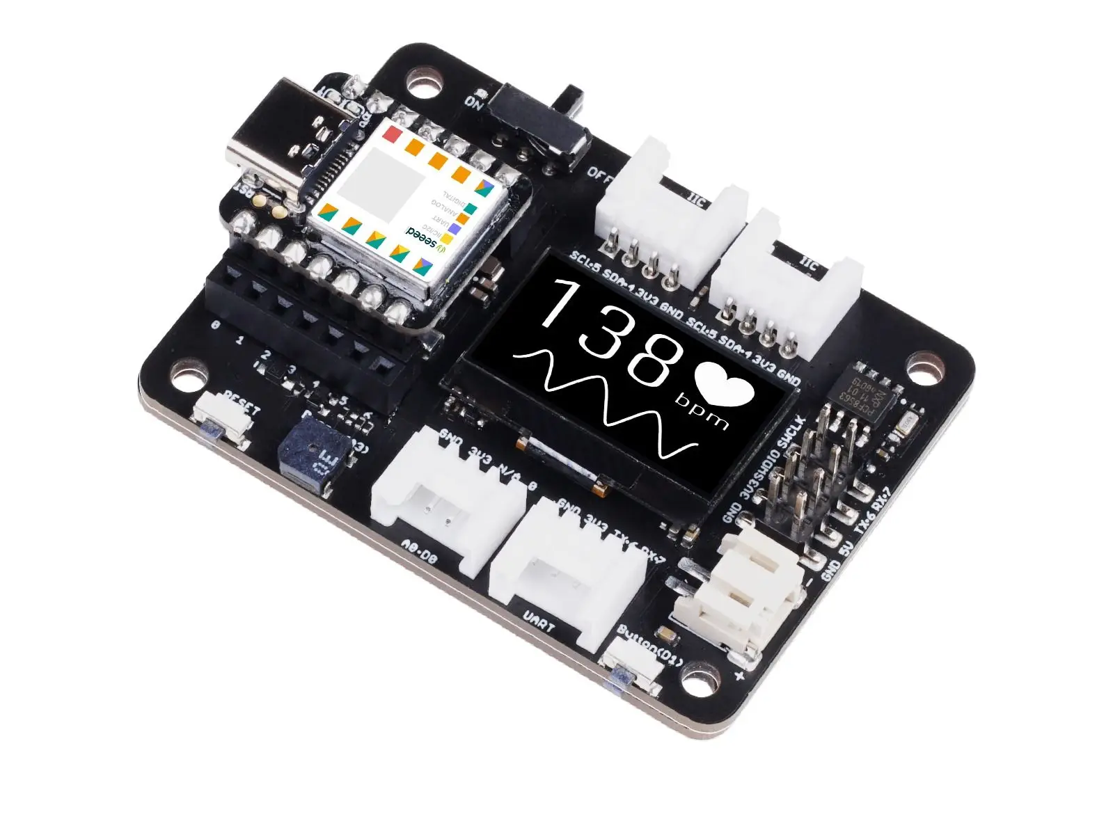 Seeed Studio Expansion Board Base for XIAO with Grove OLED,IIC,Uart,Analog,Digital,buzzer,button,on board battery management