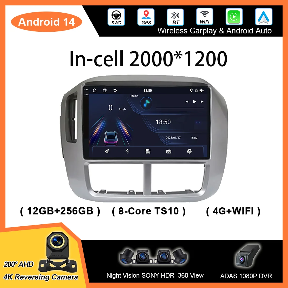 

Android 14 радио стерео для Honda Pilot 2006 2007 2008 авто мультимедийный видеоплеер Carplay GPS навигация сенсорный экран No 2Din