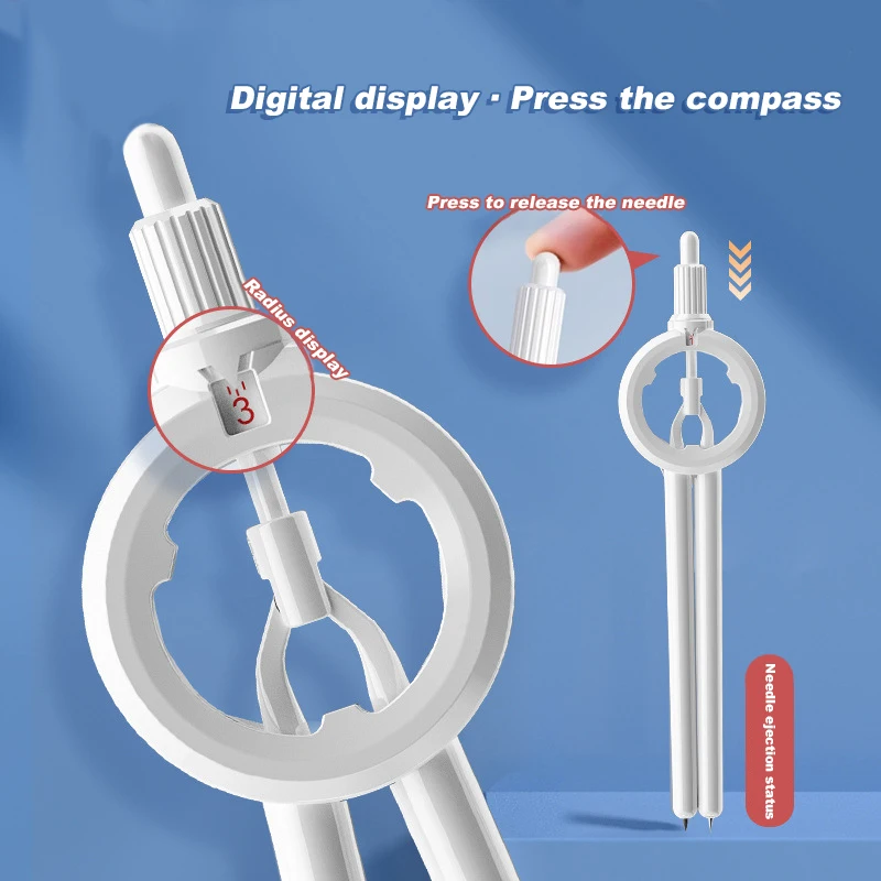 اضغط على بوصلة الطالب ومسطرة مع شاشة عرض رقمية قلم رصاص للطلاب الذين يرسون امتحان اللوازم المدرسية متعددة الوظائف #1