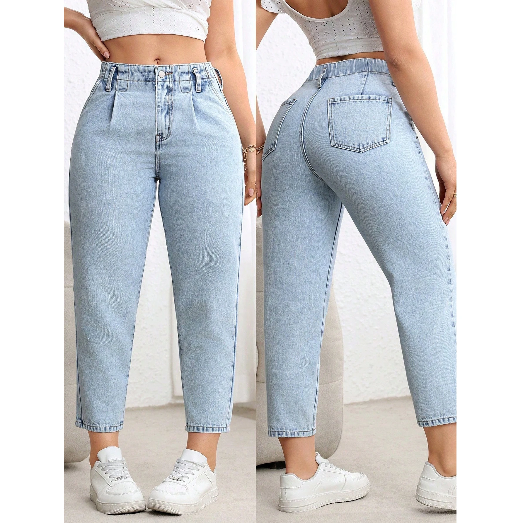 Plus Size Woman Clothing Women Jeans New Stretch Tummy Control Straight Leg Denim Pants Comfortable Casual Wear