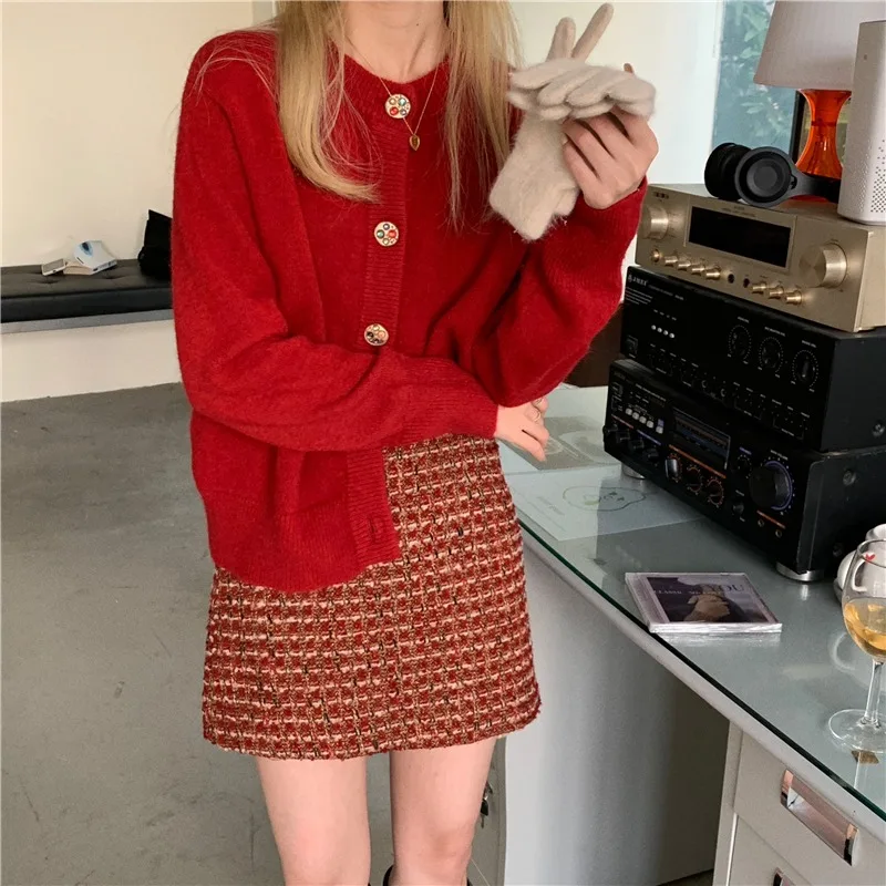 

Осень 2022, новинка Sle Cisas Thiened, свободный вязаный свитер Lazy Faion ort, пальто, женская осенняя одежда для взрослых