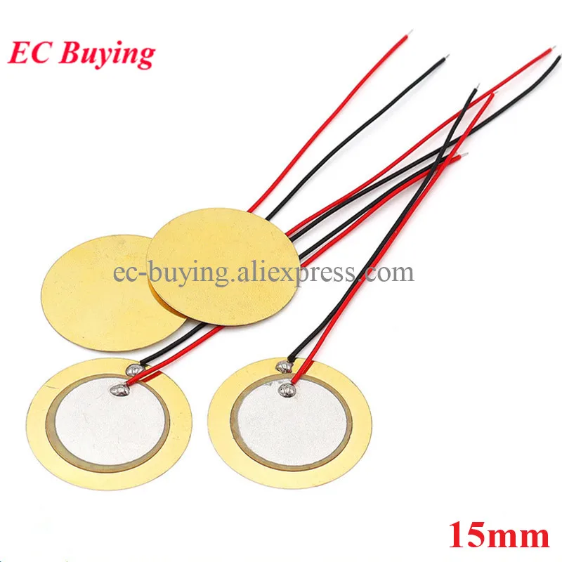 10pcs/lot 15mm Piezoelectric Piezo Ceramic Wafer Plate Dia 15 mm For Buzzer Loudspeaker DIY Electronic Speaker