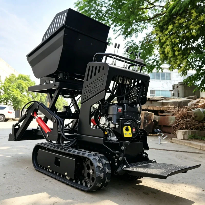 Small Crawler Transporter Mini Dumper Self Loading 500kg 800kg Home Farm Use Mini Dumper Height-adjustable Tracked Dumper