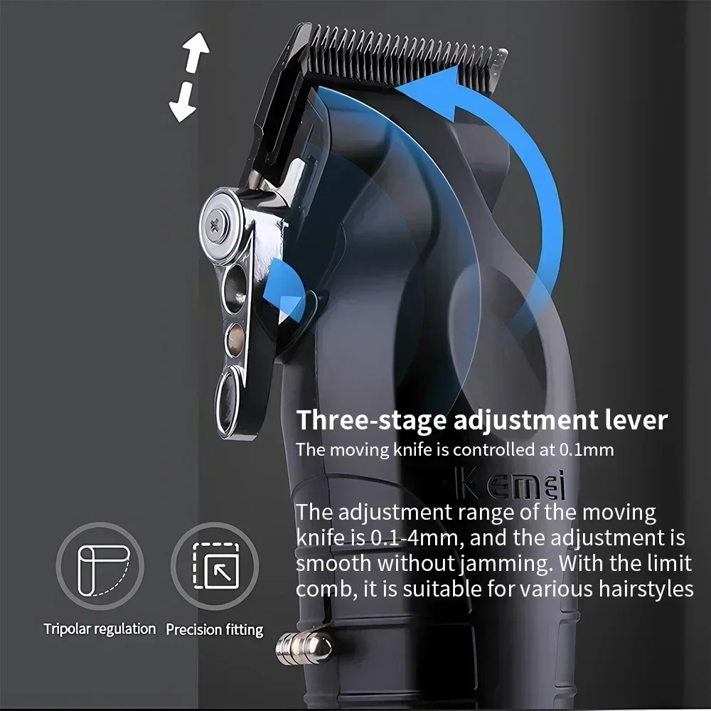 Kemei KM-2996 profissional precisão desbotamento máquina de cortar cabelo sem fio recarregável aparador de barba para barbeiro