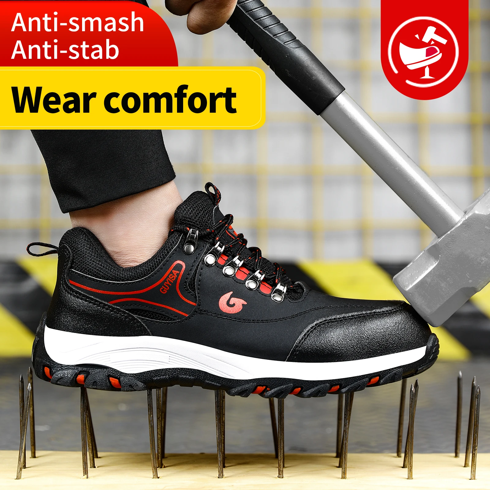 

GUYISA Men's anti smashing and anti piercing rubber outsole work shoes are fashionable and versatile