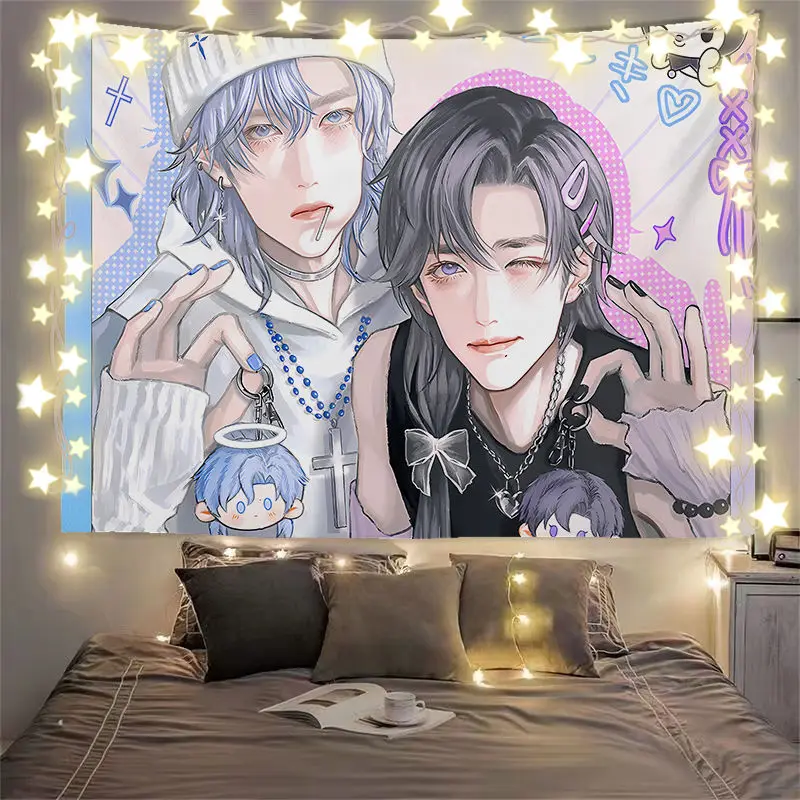 背景布、吊り下げ布壁布寮の部屋の改修「王 Yibo Xiao Zhan」アニメファングッズ by Bojunyixiao