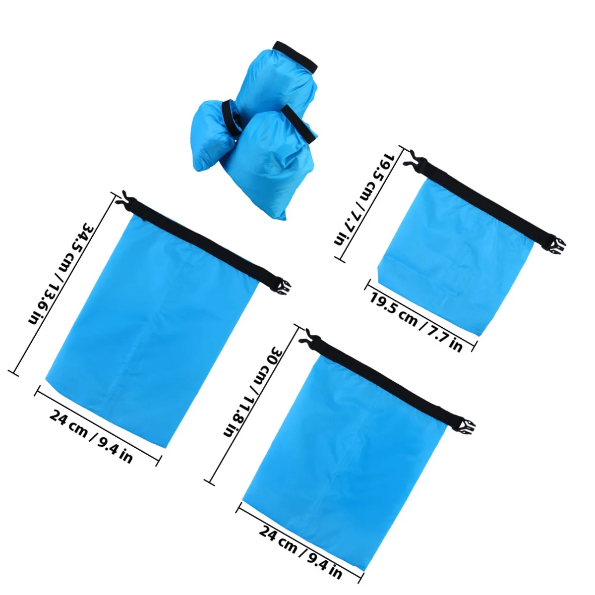 3 قطعة حقيبة جافة مقاومة للماء السماء الزرقاء دائم النايلون ضغط لفة إغلاق للتخزين في الهواء الطلق التخييم القوارب التجديف التجديف #3