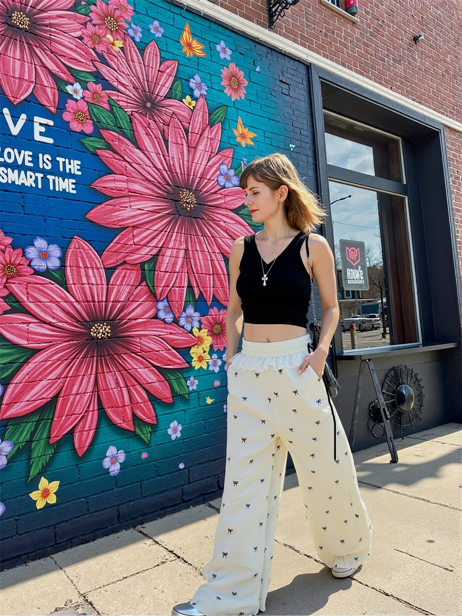 المرأة السراويل الفضفاضة الأسود المشمش نمط غير رسمي التدرج اللون المرأة موضة قوس قزح أومبير صبغ العصرية الحديثة الشباب أنيق نادي #4