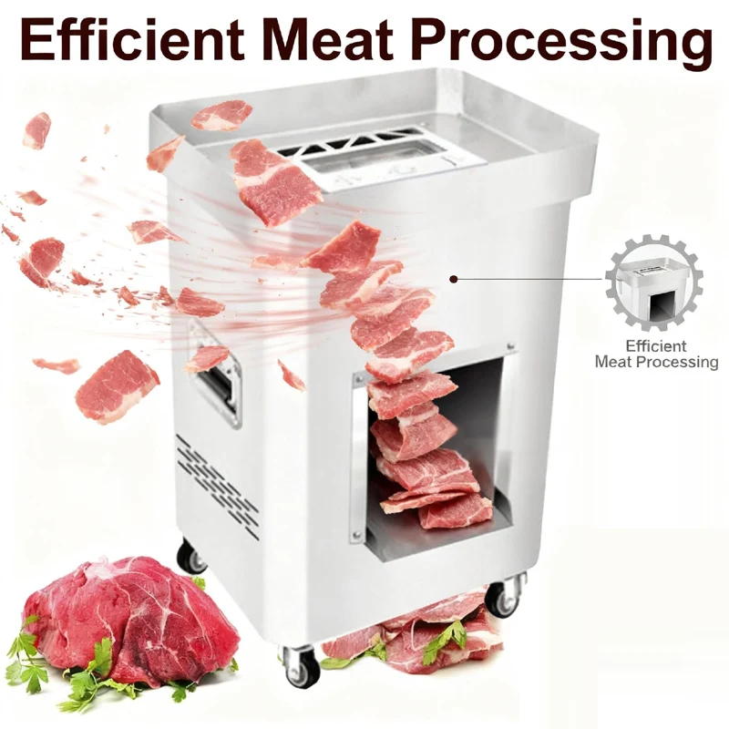 ماكينة تقطيع اللحوم الأوتوماتيكية بقوة 220 فولت لصنعة لحم البقر ولحم الخنزير والدجاج المطبوخ وشريحة الطعام المقطوعة