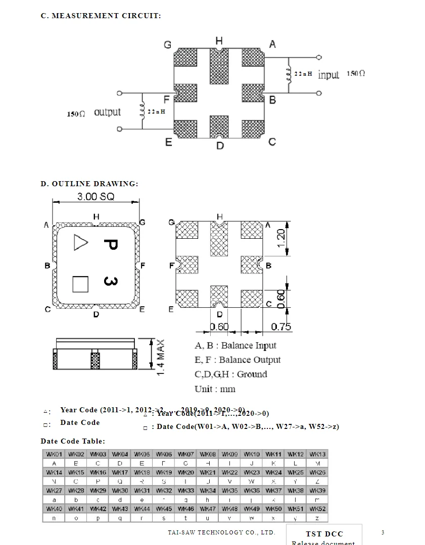 (10PCS) TA1482A code P3 brand new genuine 1748MHz packaged SMD SAW filter in stock