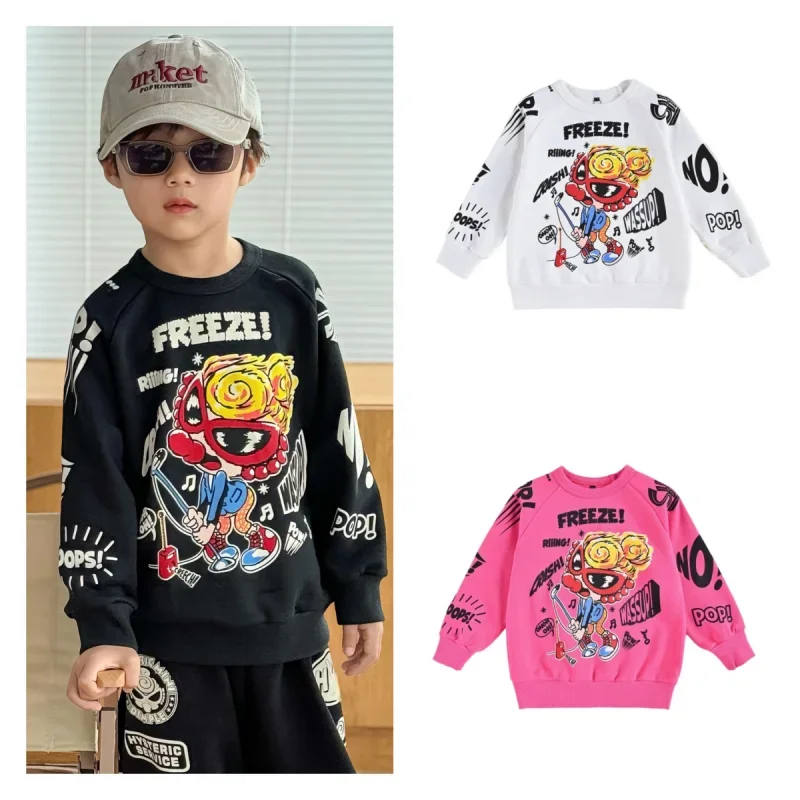 

Japanese Girls Sweatshirts Rock Roll Trendy Cool Pullover Terry Hoodie Kids Long Sleeved Hoodies Autumn Boy Hooded Sweatshirt