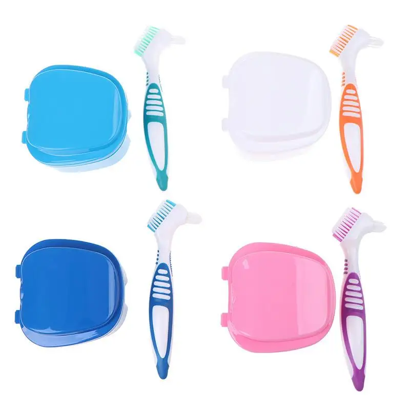 Hot Denture Bath Box Denture Cleaning Brush Set Braces Descaling Brush False Teeth Storage Box Oral Braces Orthodontic Retainer