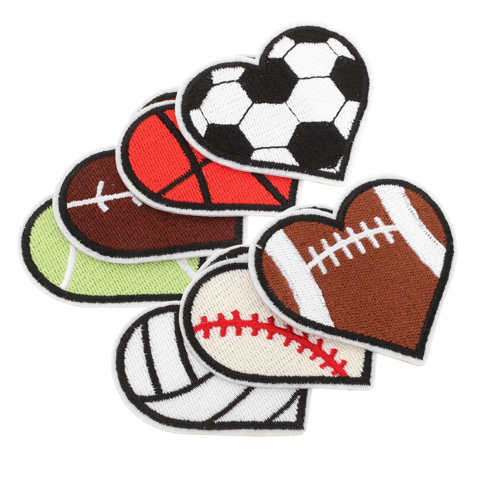 

7Pcs Heart Shaped Embroidery Patches DIY Clothes Sewing Appliques for Repair Sports Ball Fabric Patches Clothing Decorations