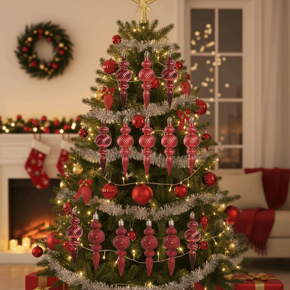 

16Pcs 16Pcs/Box Christmas Hanging Balls Special Shaped with Hanging Rope Xmas Tree Party Decorations Gold Powder Shiny