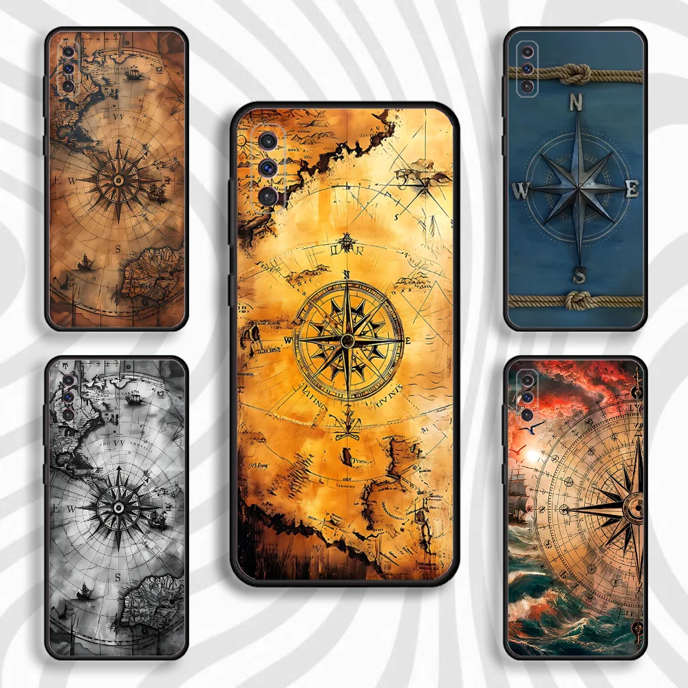 

Wood Compass Clock Art Phone Case For Samsung S 25,24,23,22,30,21,10,9,Ultra,Plus,Lite,FE,4,5 G Black Soft Case