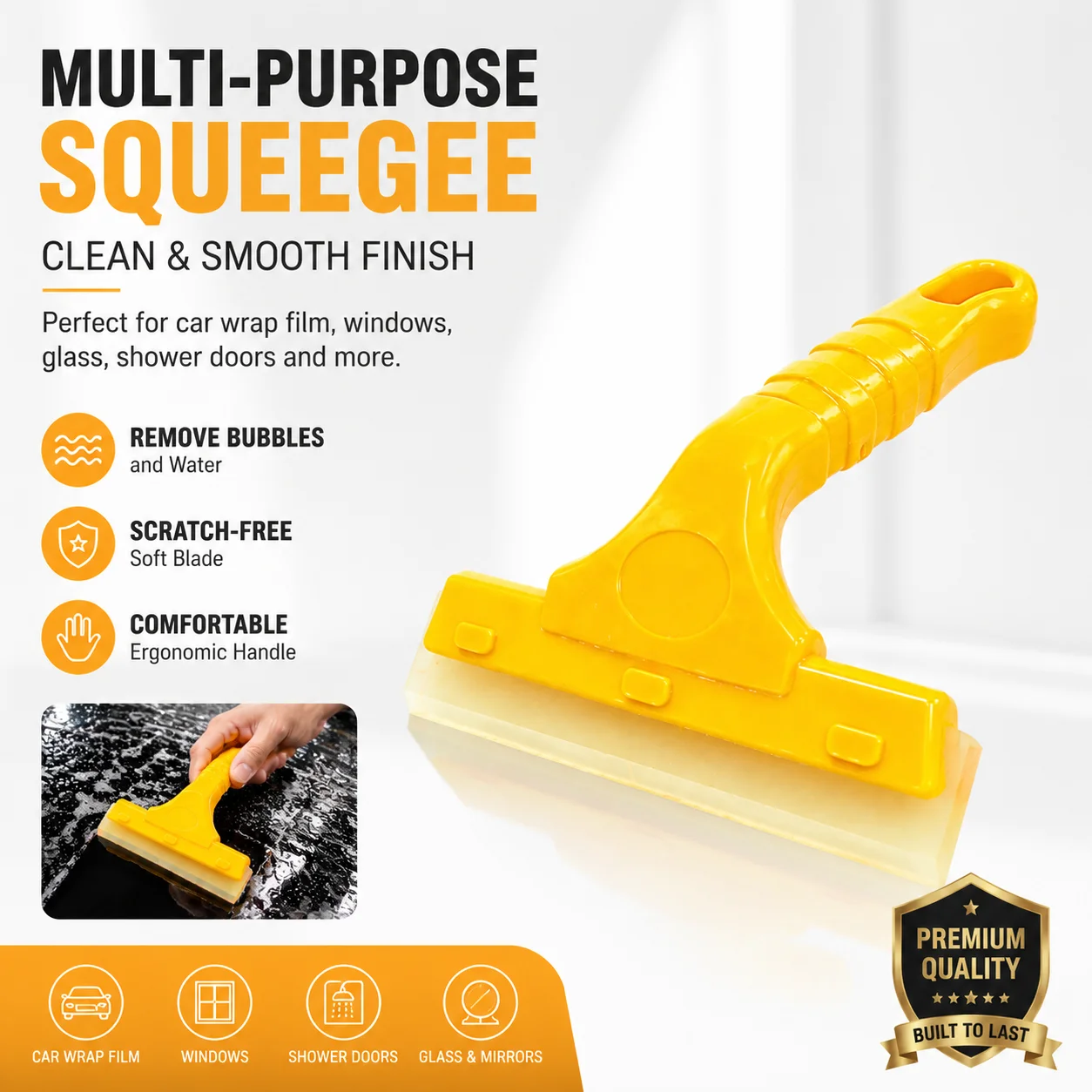 Car Window Film Squeegee Tool Soft Blade PPF Vinyl Wrap Bubble Remover Scraper Auto Tint Installer Glass Water Cleaner