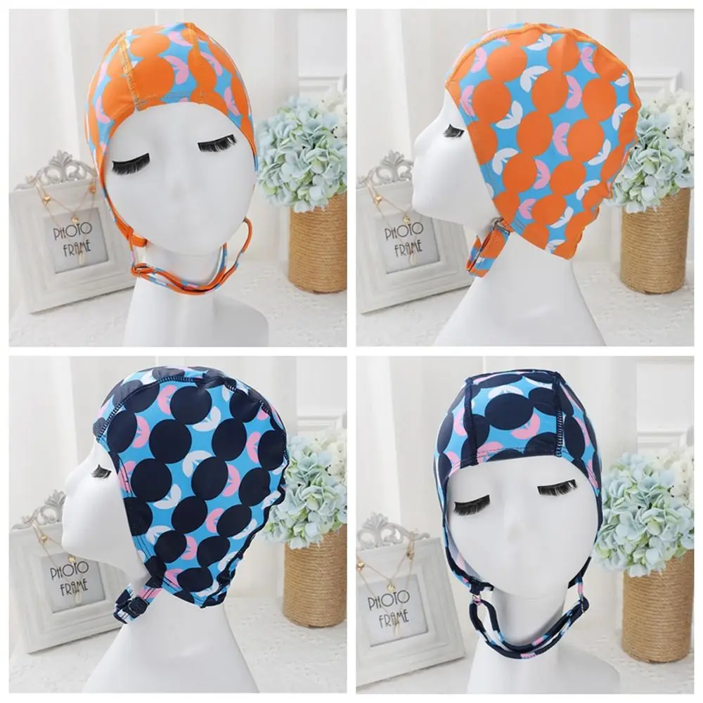 

Bathing Hats Adjustable Swimming Cap Cloth Fabric Free Size Swimming Hats Nylon Protect Ears Sports Swim Caps Swim Pool