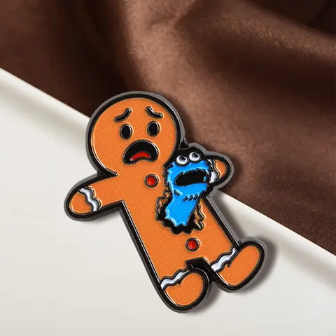 Kawaii Gingerbread Man Cookie Monster Brooch Funny Creativity Shaped Badges Cartoon Anime Peripheral Enamel Pin Collar Jewelry