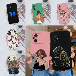 For Xiaomi Poco M5 Case Pretty Girl Butterfly Smooth Liquid Silicon Soft Cover For Xiaomi Poco M 5 Phone Case Fundas 6.58 inches